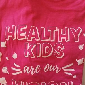 Pink T shirt.  Health Kids Vision. Positive!